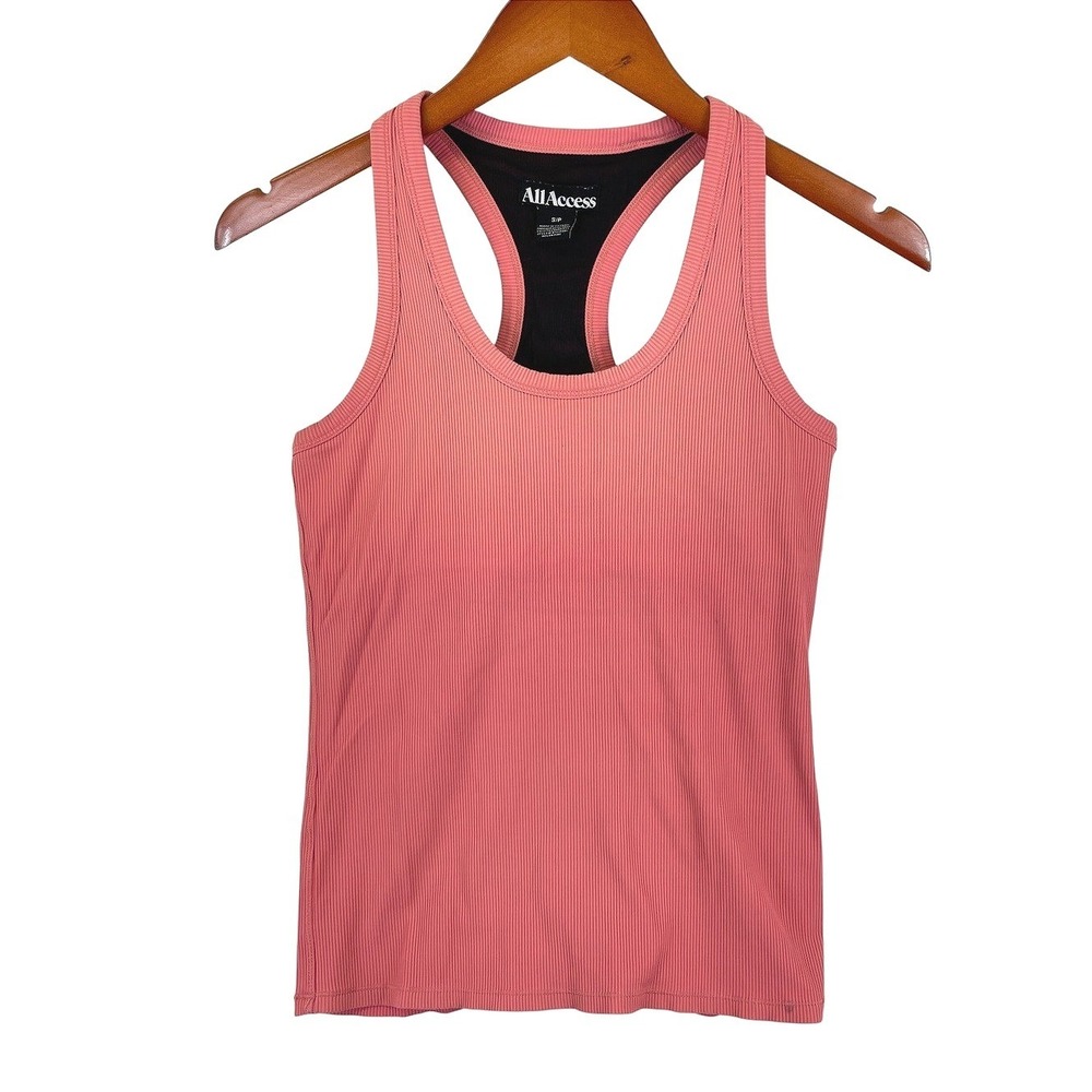 All Access Tank Top Women's S Pink Ribbed Racerback Athletic Gym Yoga Activewear